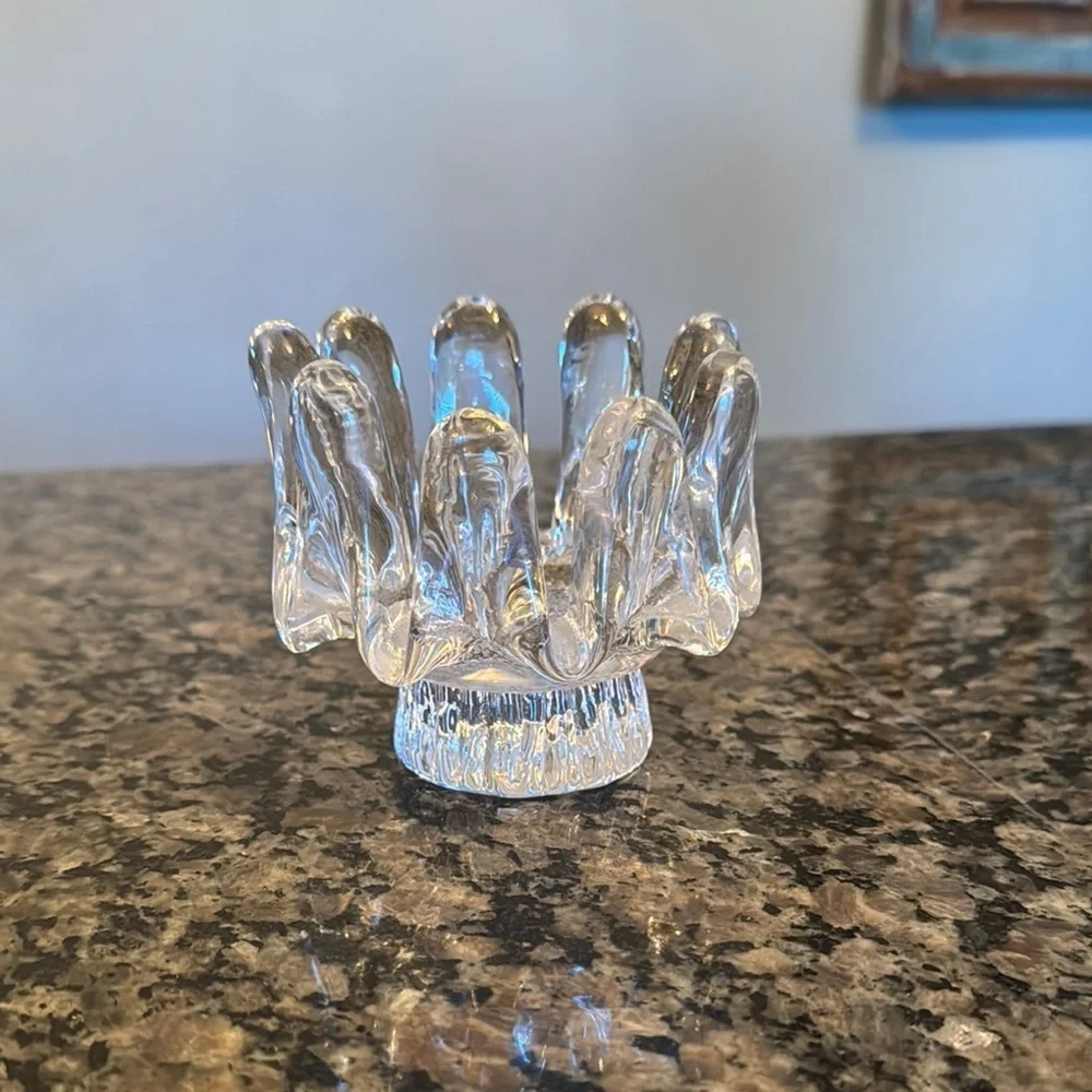 Elegant Clear Glass Candle Holder EUC